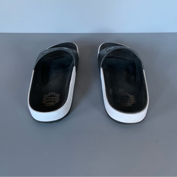 Juicy Couture Open Toe Comfort Slip On Slides Sandals 6.5 Black White - Picture 6 of 8